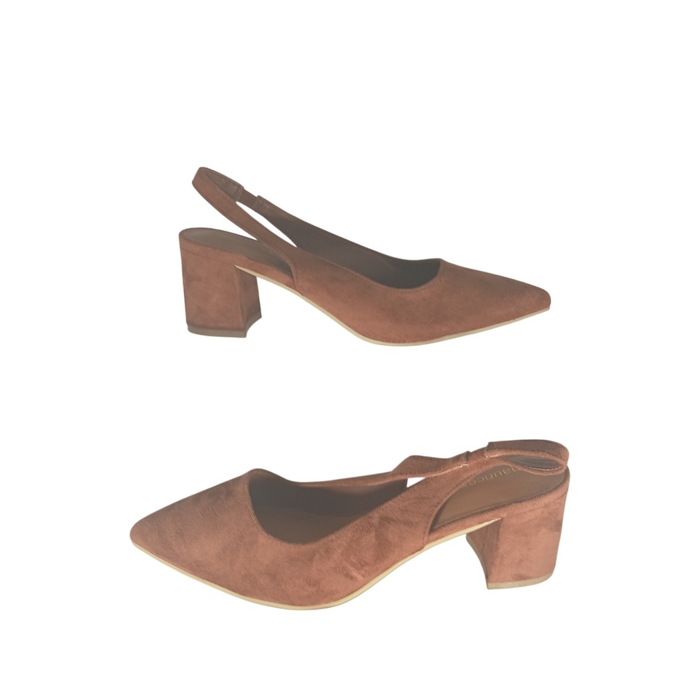 Maurices Lily Slingback Block Heel 10 Brown Faux Suede Pointed Toe Office Chic